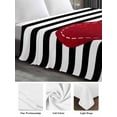 thumbnail image 6 of Red Love Heart Valentine's Day California King Size Flat Sheet, Wrinkleproof & Fadeproof Cooling Flat Bed Sheet Only, Black White Striped Breathable Soft Bedding Top Sheets 108 x 98 Inches, 6 of 8