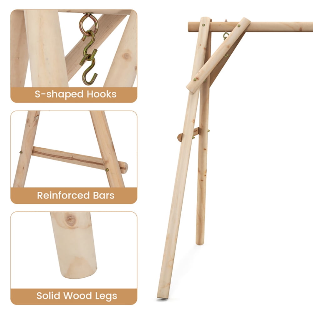 Aimee Lii Heavy Duty Wooden Swing Frame with Reinforced Bars, Patio Swing Frame