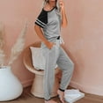 thumbnail image 3 of Idoravan Women Sets Clothing 2PC Women Pure Color Suit Short Sleeve Leisure Pocket Home Sweatpants Sets, 3 of 5
