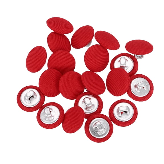 Uxcell 20Pack Fabric Cloth Covered Button, 13mm 20L Metal Shank Round Sewing Buttons Fabric Covered Button for Coat Dress Sweater Hats Crafts Making, Red