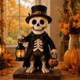 thumbnail image 6 of Halloween Resin Skeleton Gentleman Figurine, Adorable Handcrafted Halloween Decor for Rustic Fall Tiered Tray and Mantel Display, 6 of 6