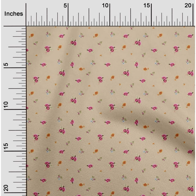 oneOone Viscose Chiffon Fabric Leaves & Flower Floral Print Fabric BTY 42 Inch Wide