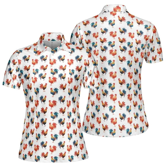 Funny Colorful Chicken Art Rooster Lover Gift Golf Women's Polo Shirt S-5XL