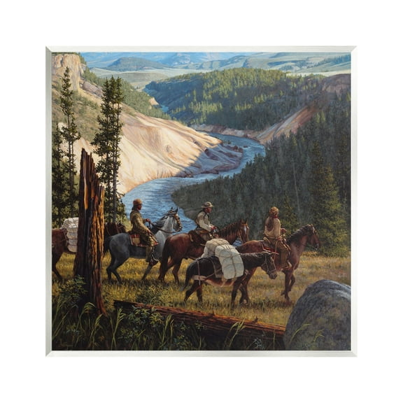 Stupell Industries Yellowstone Equestrian Landscape Animals & Insects Painting Unframed Art Print Wall Art