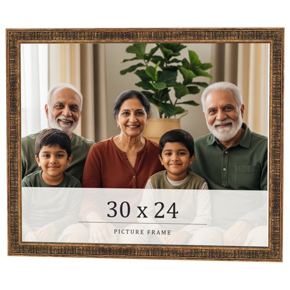 30x24 Frame Gold Kingsley Distressed Solid Wood Picture Frame Width 0.75 Inches | Interior Frame