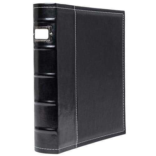 3-Ring 3 Inch D Ring Binder by Bellagio-Italia and Pages Use for Documents Classic Faux-Leather Baseball Cards