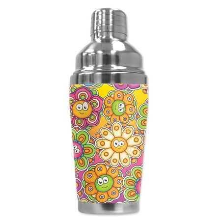 

Mugzie brand 16-Ounce Cocktail Shaker with Insulated Wetsuit Cover - Groovy Daisies