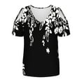 thumbnail image 3 of Tops de Algodón para las Mujeres Impresión de Manga Corta Cuello en V Fuera Del Hombro Blusa de Moda, Imitación de Algodón para el Hogar Diario, 3 of 7
