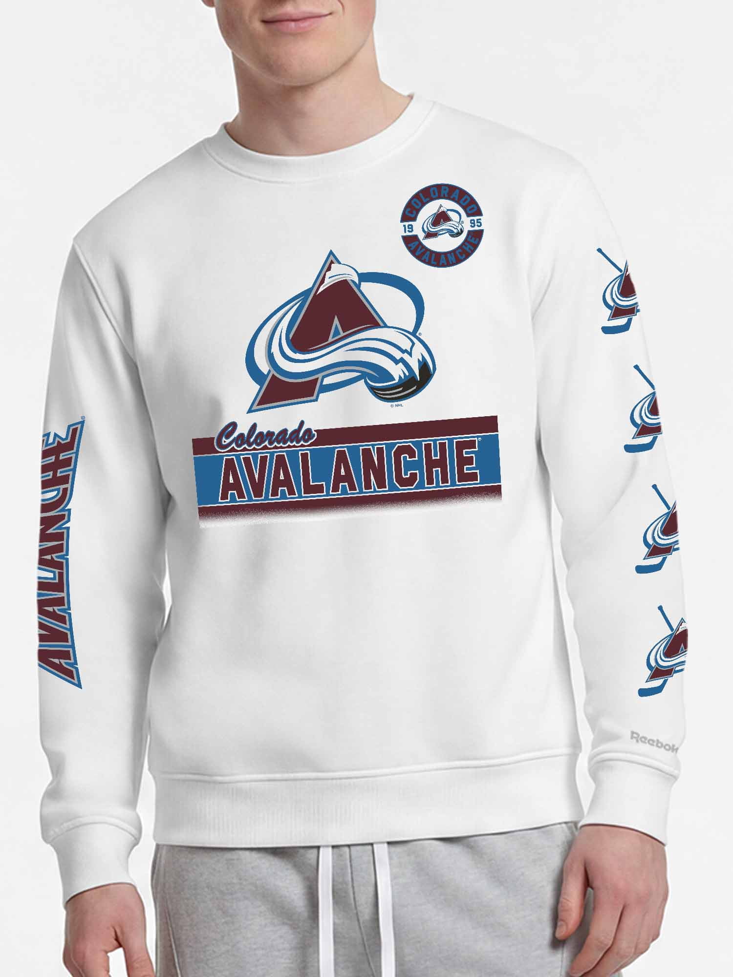 Colorado Avalanche Reebok Mens White Crew Sweatshirt