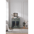 thumbnail image 3 of Wooden Cat Washroom Cabinet with Pull-out Storage Drawers, Concealed Kitty Litter Station Furniture, Contemporary Indoor Pet Hideaway（Green）, 3 of 8