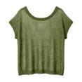 thumbnail image 2 of Vinsonshop Crochet Swimsuit Cover Ups for Women Short Sleeve Knit Sweater Hollow Out Mesh Tops Casual Summer Beachwear Sheer Bathing Suit Pullovers Tunic Blouse Dark Green S, 2 of 3