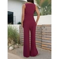 thumbnail image 3 of Womens 2 Piece Outfits V Neck Tie Waist Vest and Wide Leg Casual Pants Sets Deep Wine Red XL, 3 of 7