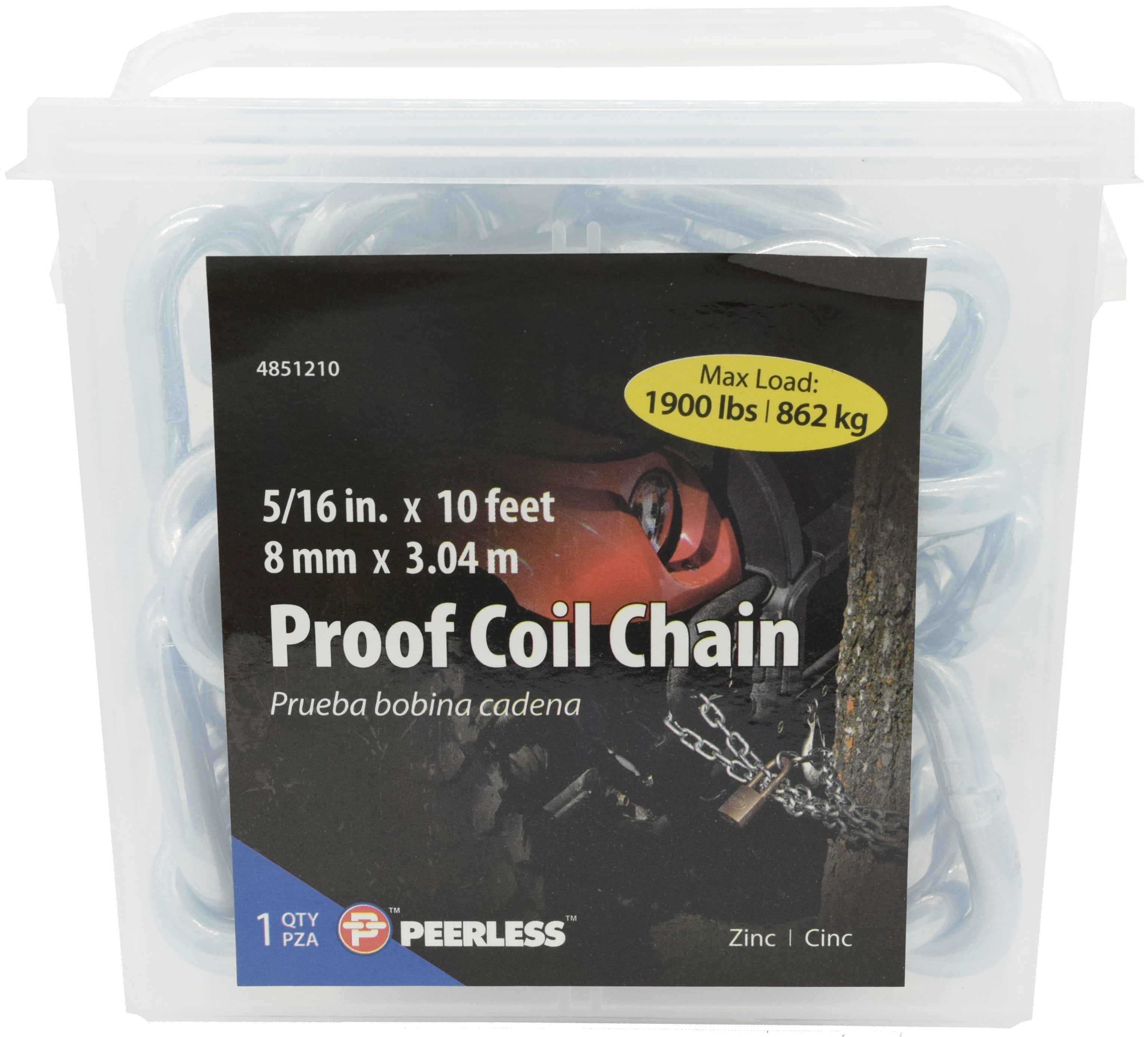 Baron PC30316SP Welded Proof Coil Chain 3/16 in x 150 ft 800 lb Steel 