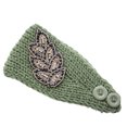thumbnail image 1 of Crochet Headbands Winter Leaves Pattern with Rhinestones Elastic Head Protector Wide Warm Chunky Hair Accessories for Girls Pickle Green, 1 of 7