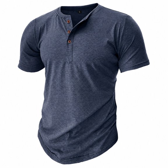 ZHOGXU Summer Lightweight Short Sleeve Crew Neck Button Men's T Shirts Basic Tee Comfortable Everyday Wear