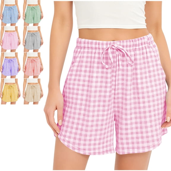 MLCDZ Women's Pajama Bottoms Sleeping Patterned Shorts Soft Lounge Casual Elastic Waist Drawstring Yoga Gym Running Short Pants with Pockets