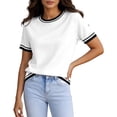 thumbnail image 3 of jiaxiM Short Sleeve Sweater for Women Light-Weight Crew Neck Summer Tops Dressy Casual Women's Clothes 2026, S-XXL, 3 of 5