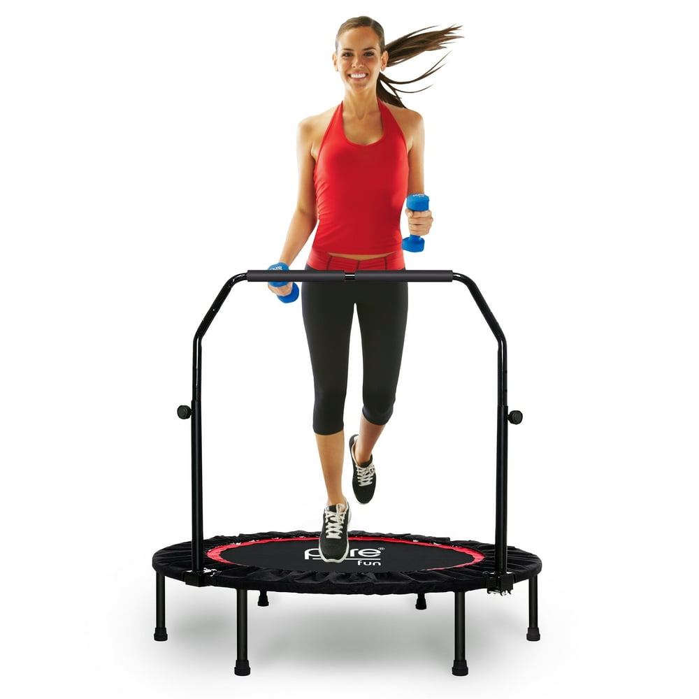 Pure Fun Exercise Trampoline with Adjustable Handrail