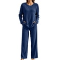 thumbnail image 6 of KICILVS Lounge Sets for Women Ribbed Knit Long Sleeve Top and Wide Leg Pants Set Casual Matching Pajama for Fall Travel Outfit, 6 of 9