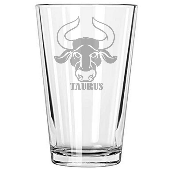 Zodiac Sign 16 oz beer glass Taurus
