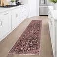 thumbnail image 2 of GLATTICE Runner Rug 2x6 Non Slips Rug Runner Super Soft Kitchen Runner Rug Printed Faux Wool Floral Thin Rugs for Hallway Entryway Laundry Room Bedroom, Deep Burgundy, 2 of 7