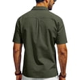 thumbnail image 7 of Men's Linen Short Sleeve Button Down Shirt, Casual Lapel Collar Double Chest Pockets Summer Beach Work Shirts for Men, S-3XL, 7 of 7