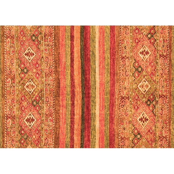 Ahgly Company Indoor Rectangle Abstract Orange Modern Area Rugs, 8' x 10'
