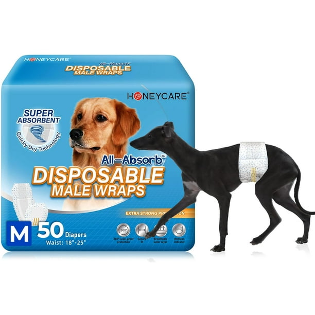 Envoltura para perros HONEY CARE All-Absorb A25 para hombre, tamaño mediano, 50 unidades