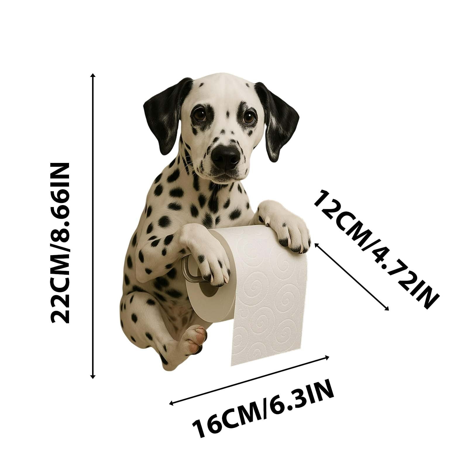 Dog Toilet Paper Holder Resin Wall-Mounted Animal Theme Bathroom Functional Decor Novelty Sculpture Home Restroom Tissue Dispenser 6.3x4.72x8.66in