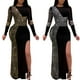 thumbnail image 4 of Vestido PORRCEY Hot Diamond Craft Sexy de manga larga negro 3XL, 4 of 6
