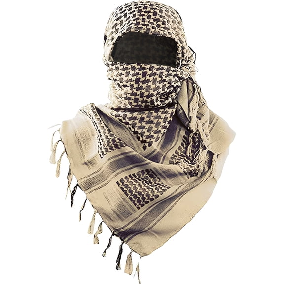 TELOLY Scarf Desert Head Neck Scarf Arab Wrap with Tassel for Wargame,Sports and Other Outdoor Activities for Spring Beige