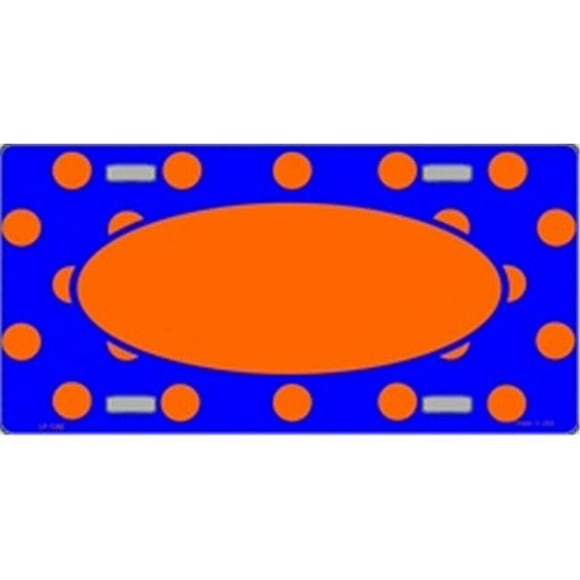 Orange Dots on Royal Blue- Ovals in the Middle- Flat Automotive License Plates Blanks for Customizing