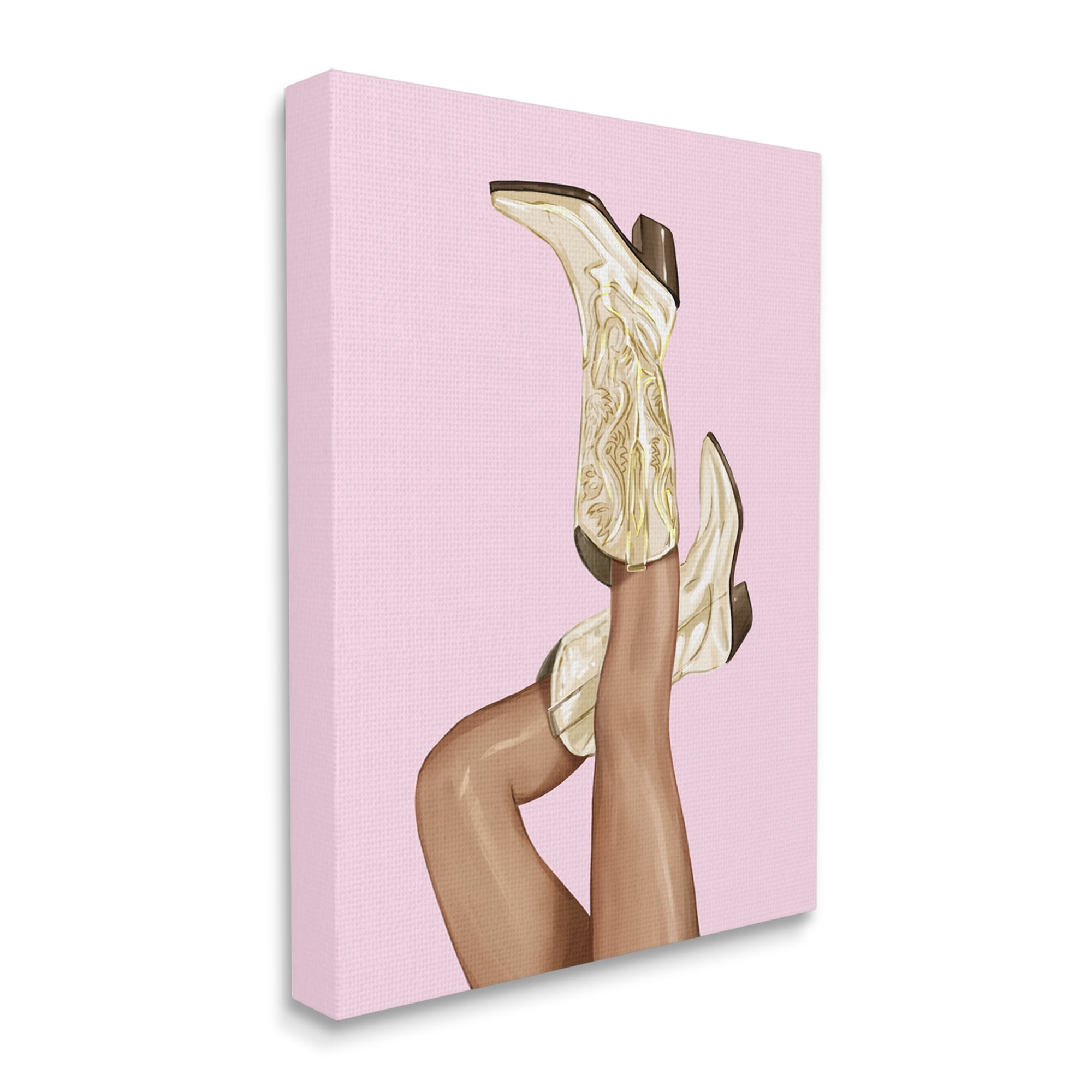 Stupell Pink Country Cowgirl Boots Beauty & Fashion Painting Gallery Wrapped Canvas Print Wall Art