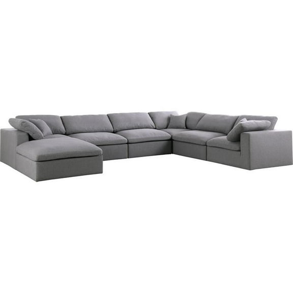 Maklaine Contemporary Gray Durable Linen Fabric Modular Sectional Sofa