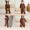 thumbnail image 5 of Sewkxo Toddlers Bear Costume Cosplay Rompers Flannel Fuzzy Fall Winter Hooded Jumpsuits,Brown 100, 5 of 6