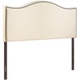 thumbnail image 3 of Modern Contemporary Full Size Nailhead Upholstered Headboard, Ivory Fabric, 3 of 4