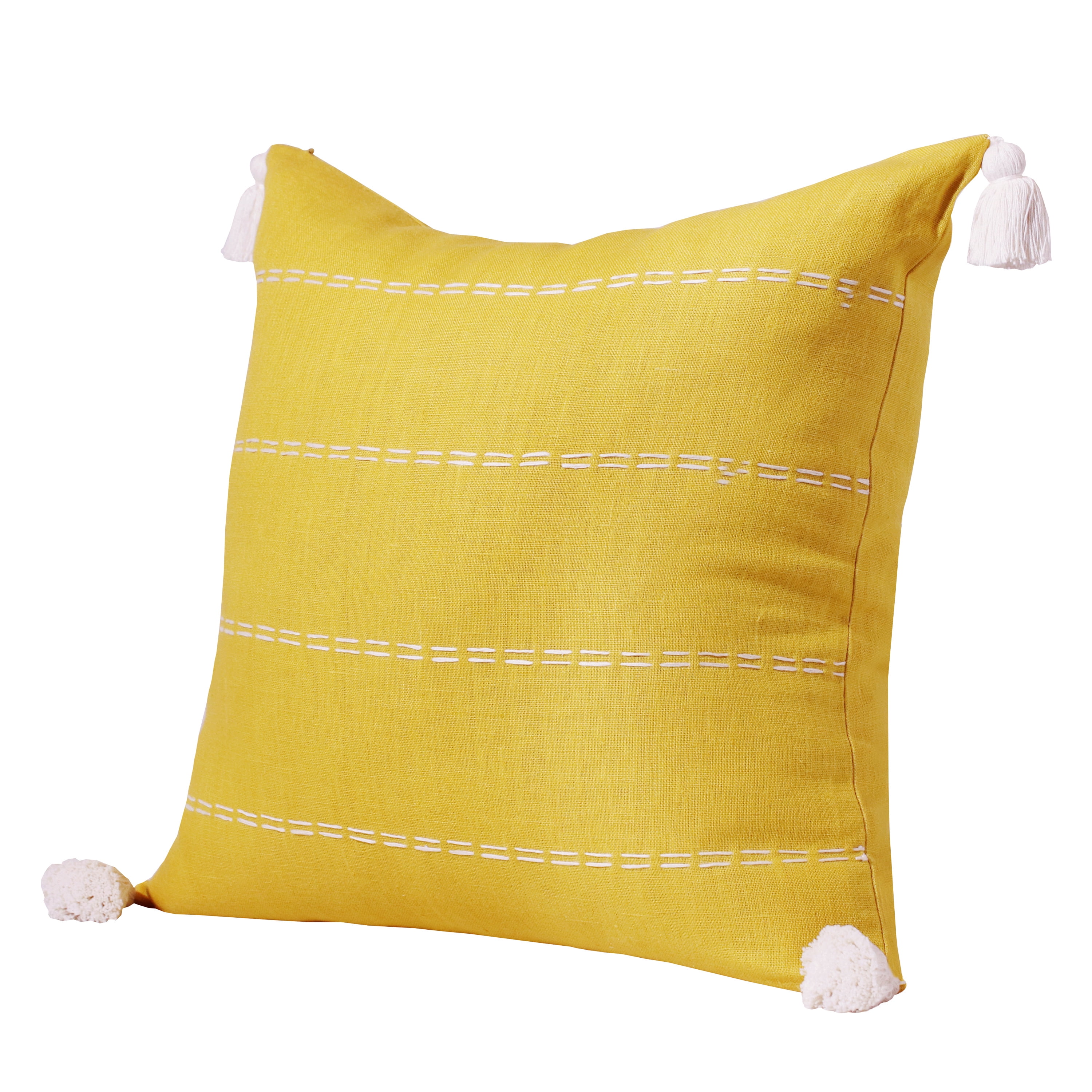 Harlow Hill Faye 20" x 20" Mustard Striped Linen Adult Decorative Throw Pillow Cover