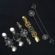 6PCS Fit Dress Cinch Clips Set, Scarf Clip, Retro Cardigan Collar Clips, Shirt clip, Dresss Clips Back Cinch, Shawl Clip Sweater Clips, Coat Chain Clips for Women Antique Flowers