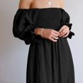 thumbnail image 3 of Gibobby Vestido Casual para Mujer Vestido largo elegante de moda de manga corta para mujer, cinturón de corbata en la cintura, vestidos elegantes min(Negro,G), 3 of 5