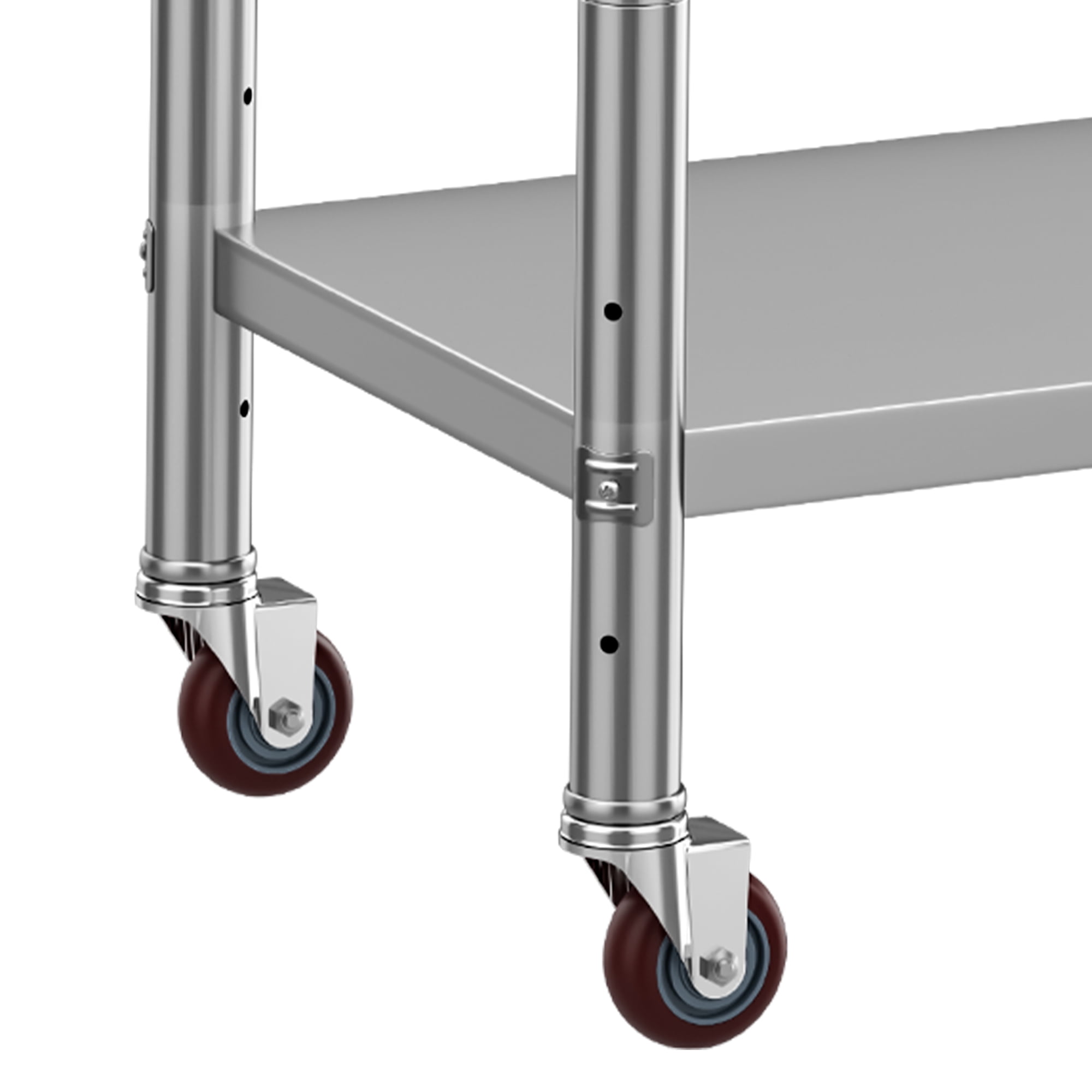 ModFusion 30" Stainless Steel Table with Hooks, Backsplash, Wheels, Adjustable Rack Shelves, Heavy-Duty Metal 840 lbs Capacity, Commercial Kitchens Workshops