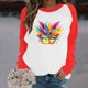 thumbnail image 5 of Xuyuer Mardi Gras Shirts for Women Shirt Funny Mask Graphic Tee Carnival Long Sleeve Shirt V Neck Top, 5 of 6