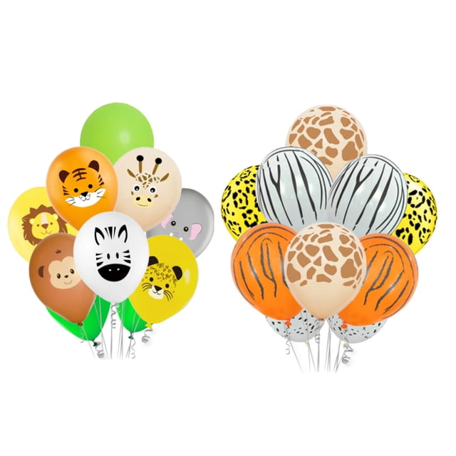 Globos de fiesta con temática de jungla, 20 globos de látex de 12 pulgadas con diseño de rayas de animales de safari, decoración para fiestas, globos estampados para suministros de fiesta con