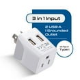thumbnail image 2 of Ceptics Australia, New Zealand, China Travel Adapter Plug with Dual USB Input - Ultra Compact - USA to Type I - Perfect for Cell Phones, Chargers, Cameras and More (CTU-16-2PK), 2 of 11