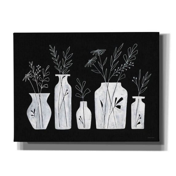 Epic Graffiti 'White Line Floral Vases' by Rachel Nieman, Canvas Wall Art, 16"x12"
