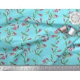 thumbnail image 3 of Soimoi Blue Cotton Duck Fabric Leaves & Foxglove Floral Printed Fabric 1 Yard 42 Inch Wide, 3 of 3