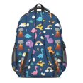 thumbnail image 3 of DarkBlue Cartoon Dinosaurs Rainbow Volcanoes Cute School Backpack Bag with Padded Back and Adjustable Shoulder Straps 16.9 X 12.6 X 5.9 Inches, 3 of 5