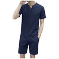 thumbnail image 6 of JIKNTTR Mens 2 Pieces Outfits Sleeve Shorts Set Men's Two Piece Suit Short Solid Color Men Suits & Sets Fashion Beach Outfits, 6 of 7