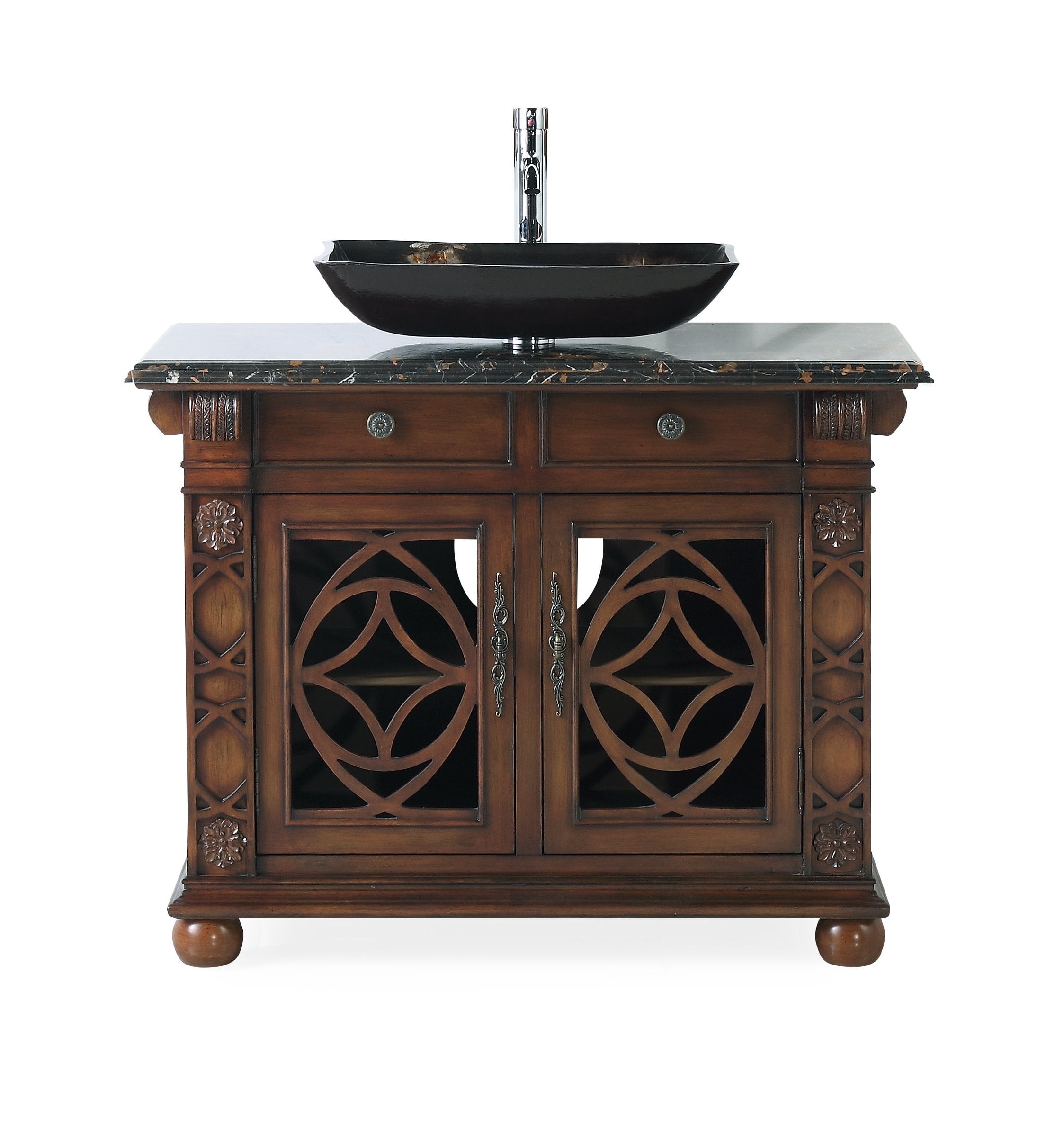 42" Benton Collection Italian Portoro Marble Top Vigo Bathroom Sink