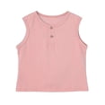 thumbnail image 2 of YOUYEDIAN Toddler Girls Henley Tank Top Kids Sleeveless Crewneck Button Down Shirts Summer Comfy Solid Color Tops (Pink, 4-5 Years), 2 of 3