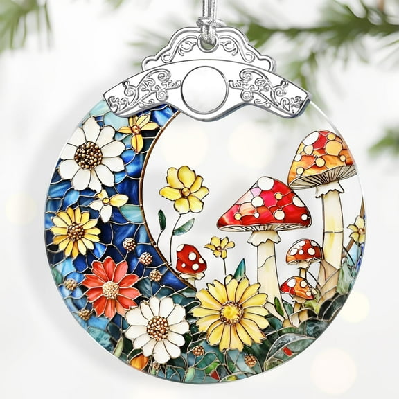 Mushroom Ornament – Christmas Decoration & Christmas Ornament; Stained Glass Holiday Decoration (Holiday Present, Bauble Present, Gift Idea, Gift Exchange) | Heirloom Keepsakes